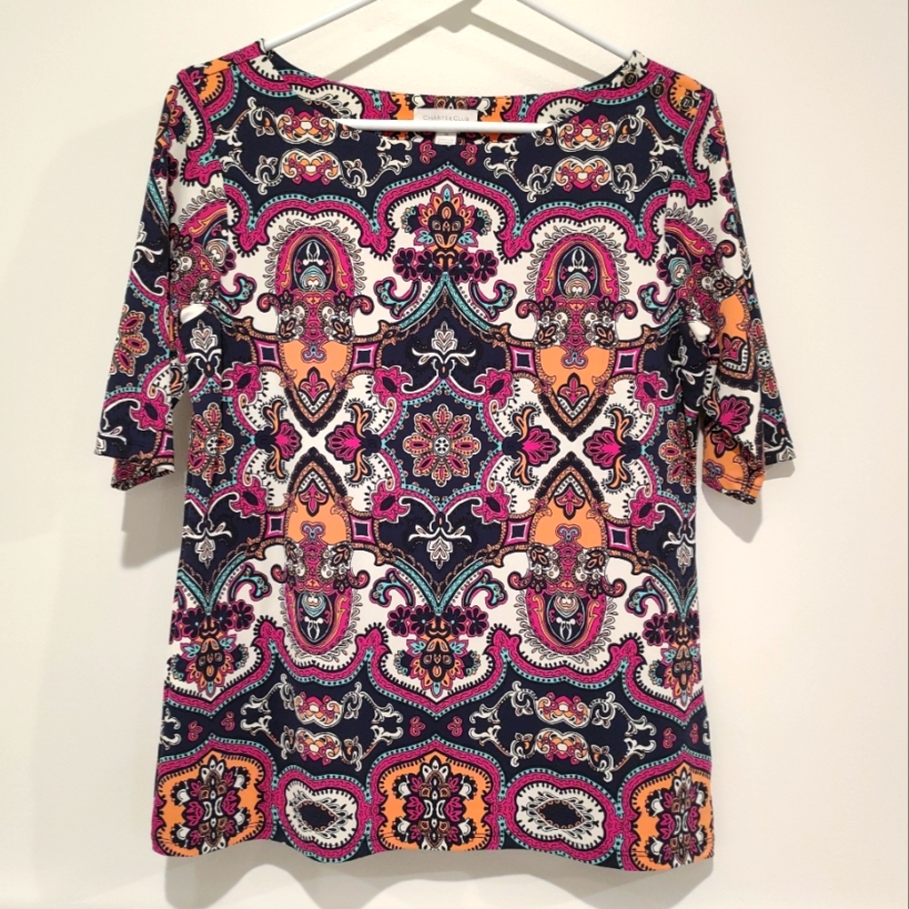 Charter Club colorful paisley patterned t-shirt - M